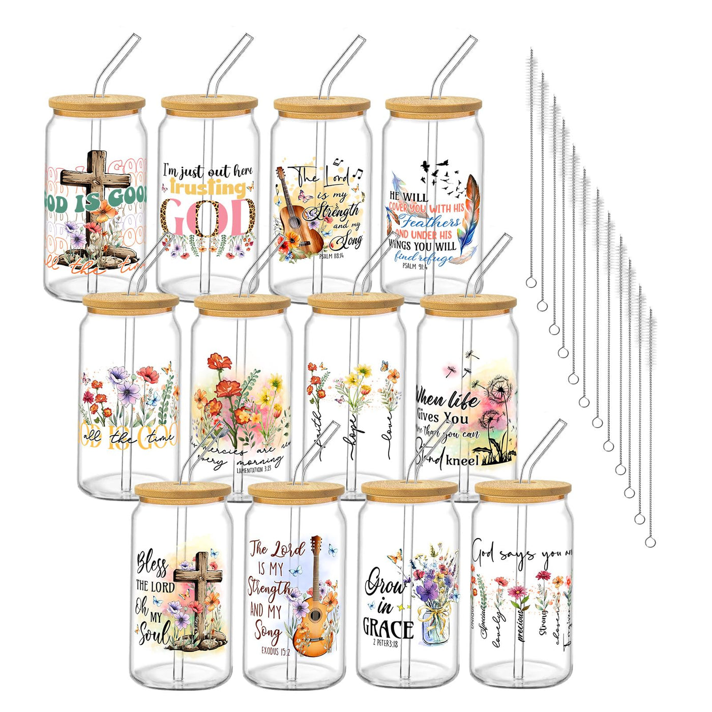6Pcs Thank You Gifts Glass Cups with Lids and Straws 16oz Employee Appreciation Drinking Glasses Cups Thank You Iced Coffee Cup Tumbler Gifts for Employee Staff Coworkers Teachers Nurse