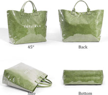 Lushandy PVC Tote Bag Women's Letters Print Hobo Handbag 14L Waterproof Plastic Tote Purse for Work, Beach, Shopping