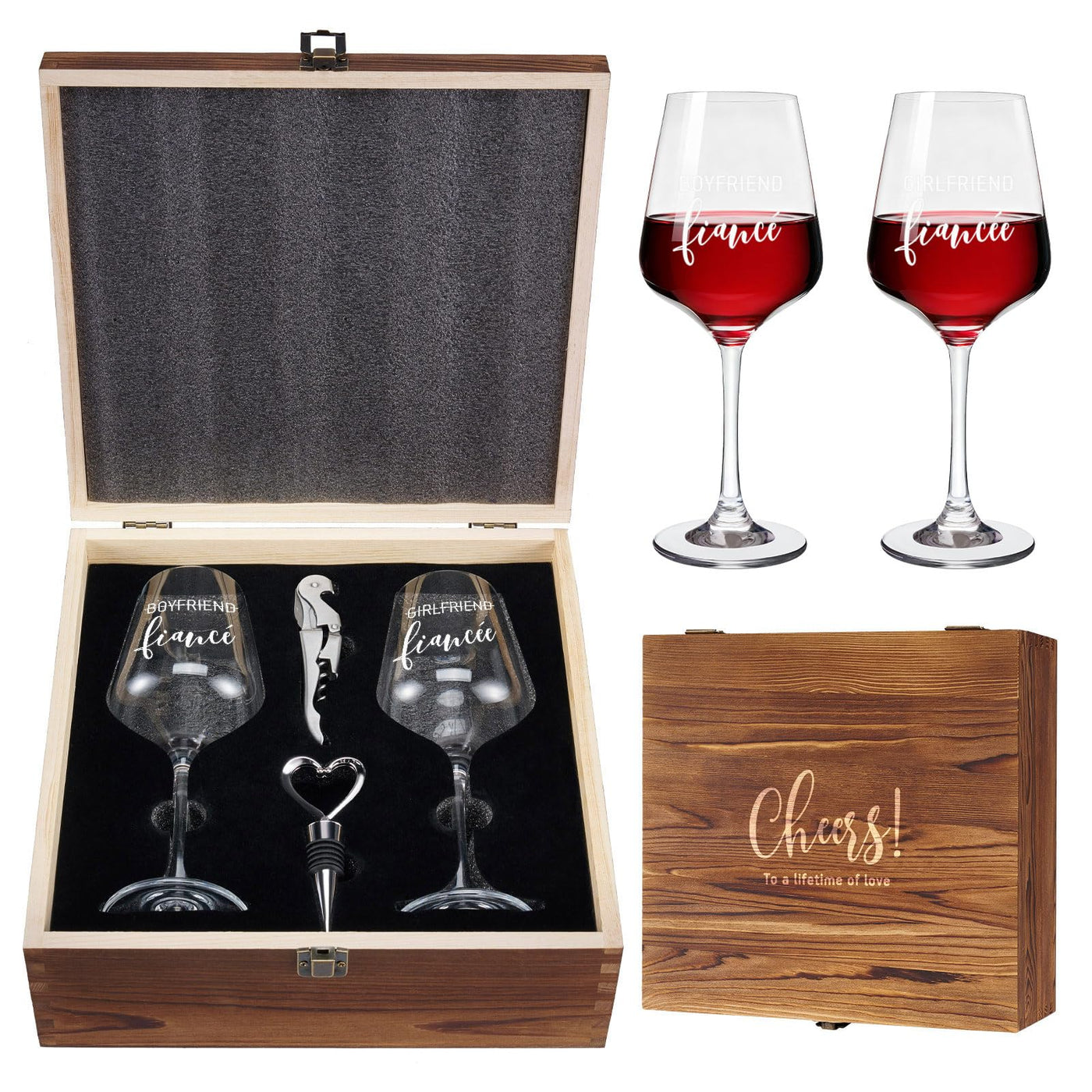 Wine Lovers Gifts for Women, Birthday Gifts for Mom Sister Friend Coworker Girlfriend Inspirational Gift Set, Wine Gift Box Set with Tumblers, Ice Cubes