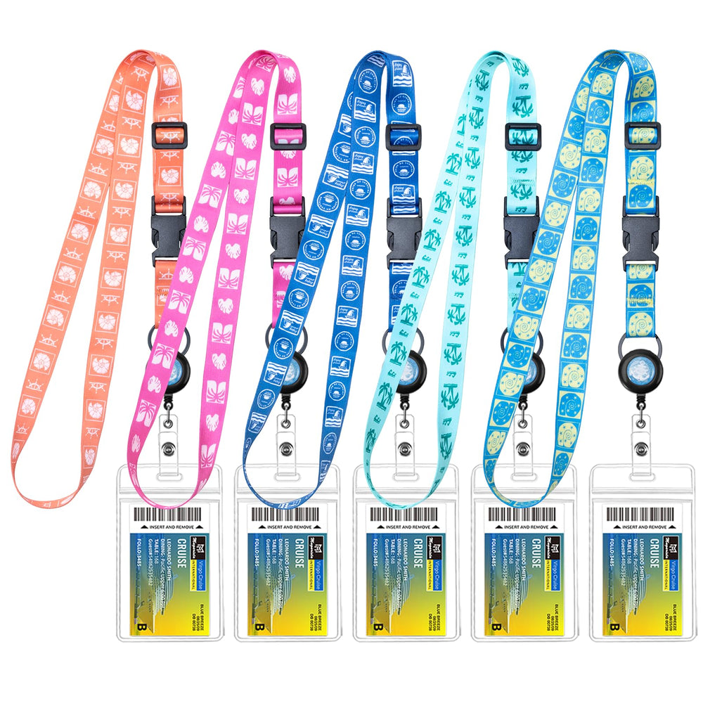 MNGARISTA Cruise Lanyards, Adjustable Lanyard with Retractable Reel, Waterproof ID Badge Holder for All Cruises Ships Key Cards, 2pack