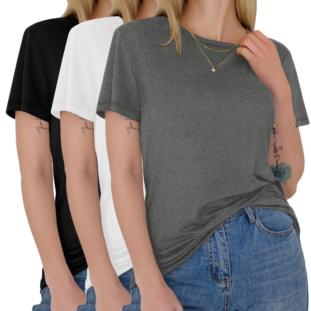 GAYHAY 3 Pack Womens T-Shirts - Short Sleeve Spring Summer Tops Crew Neck Trendy Casual Work Soft Basic Tees for Ladies 2026