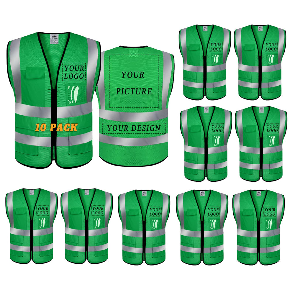 BeautyWill Custom Safety Vest Logo Class 2 High Visibility Reflevtive Vest Outdoor Protective Workwear