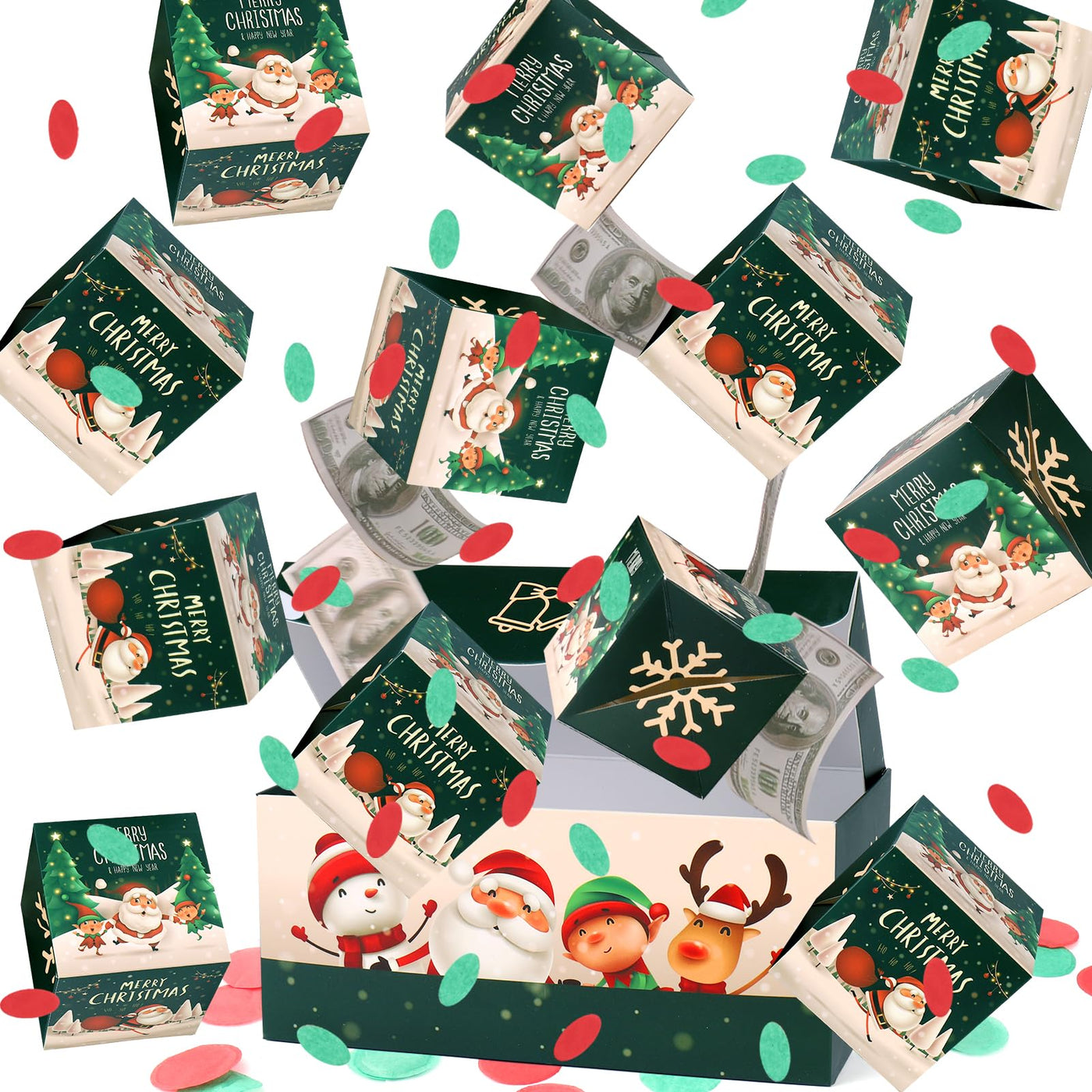 BABORUI Money Surprise Box - Christmas Gift with Confetti Explosion for Women, Men, and Kids