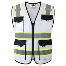 JKSafety Hi Vis Reflective Safety Vests for Men Women High Visibility Vest with Pockets Mesh Fabric Construction Safety Apparel Neon Vest for Work (220-Black L)