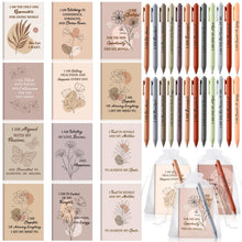 Mooliwe 24 Pcs Positive Affirmation Gift Set Gratitude Notebooks with Pens Small Bags Motivational Encouragement Notepads Daily Affirmations Journal for Women Stress Relief Self Care (Watercolor)