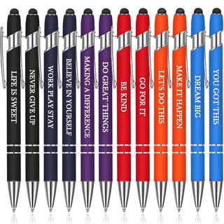 Zonon 12 Pcs Inspirational Pens Gift Set Funny Ballpoint Pen with Stylus Tip Motivational Graduation Gifts Bulk for Teacher Coworkers Nurse School Office Supplies(Morandi,Boss Lady)