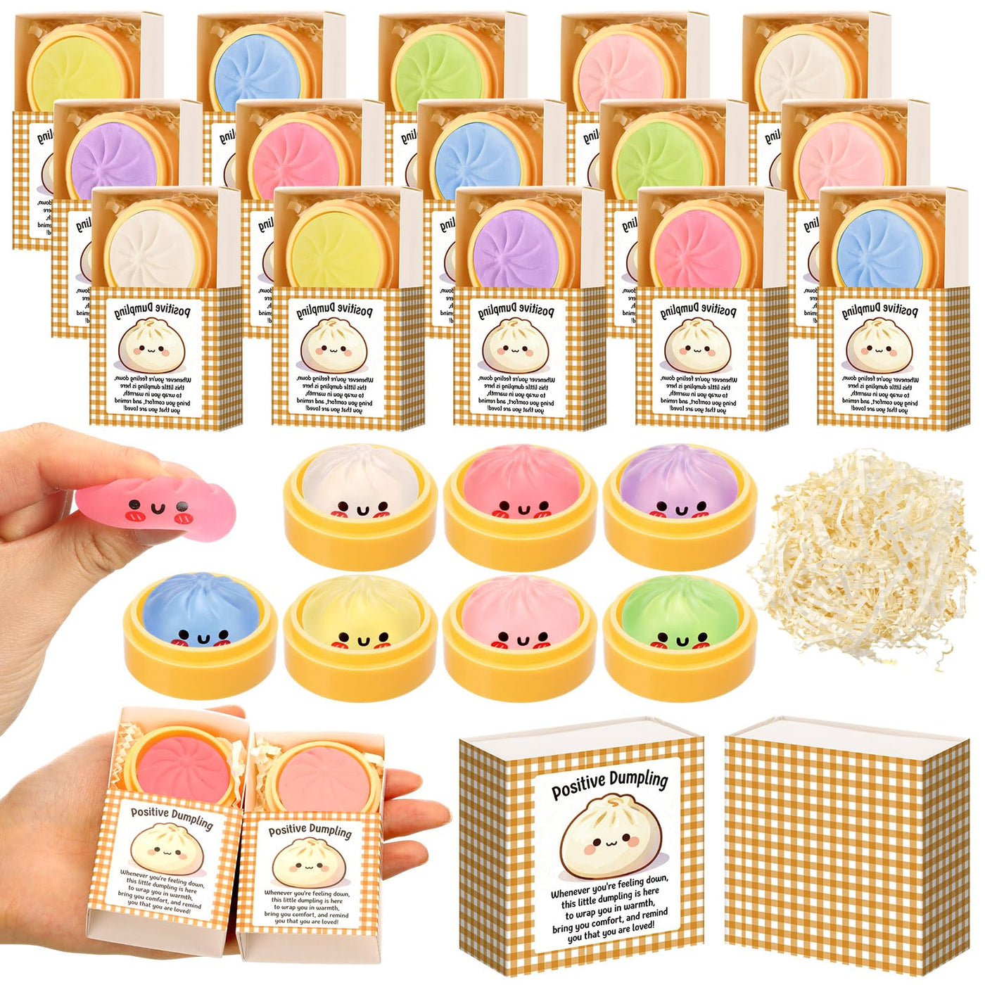 Wettarn 75 Sets Appreciation Gifts Cute Stress Balls with Support Boxes Bulk Party Favors for Employee Coworker Team Group Stuffers Office Prizes Positive Desk Decor