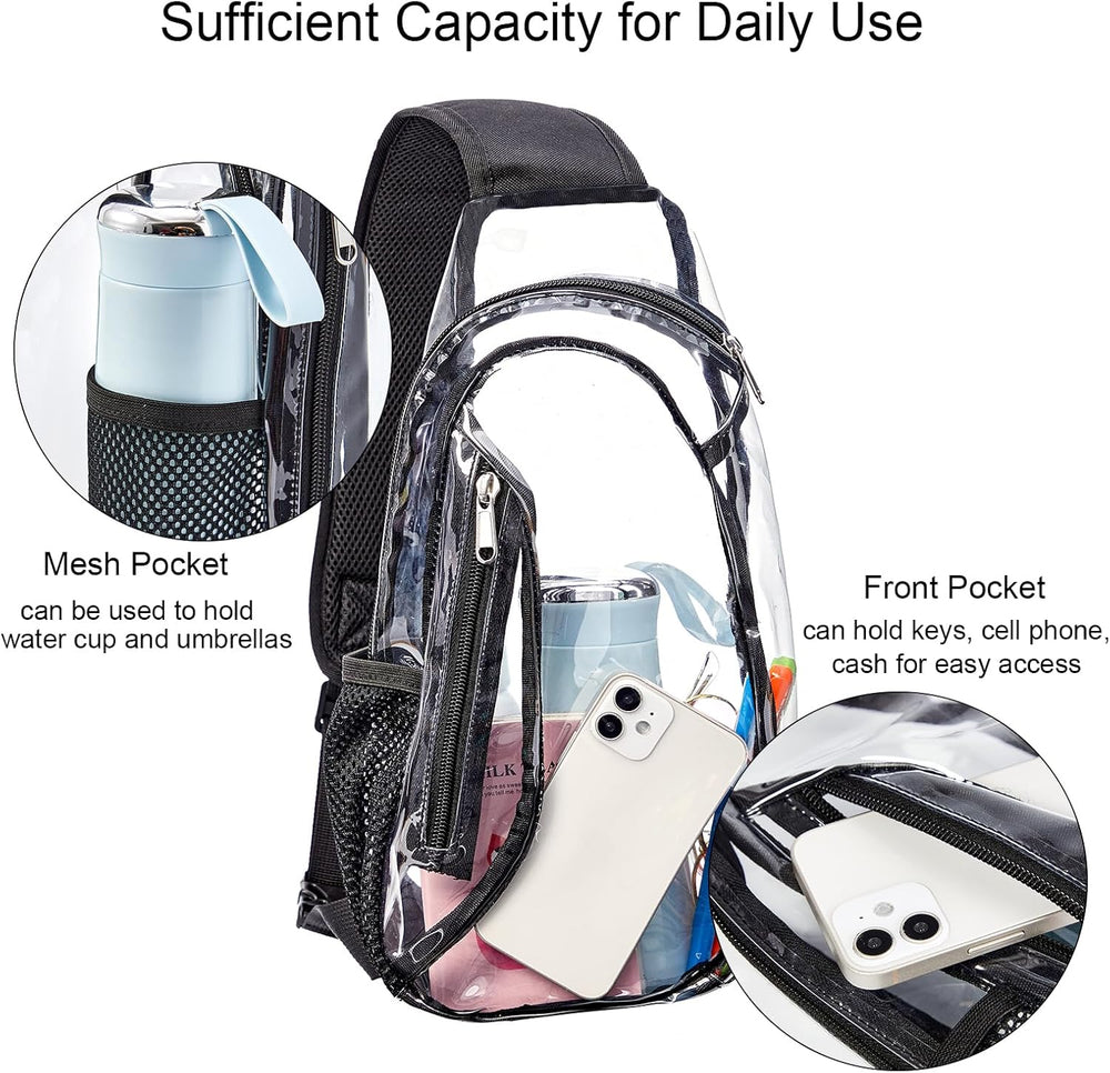 gdbis Clear Sling Bag, Stadium Approved PVC Crossbody Backpack, Clear Casual Chest Daypack for Hiking, Stadium or Concerts