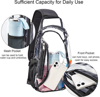 gdbis Clear Sling Bag, Stadium Approved PVC Crossbody Backpack, Clear Casual Chest Daypack for Hiking, Stadium or Concerts