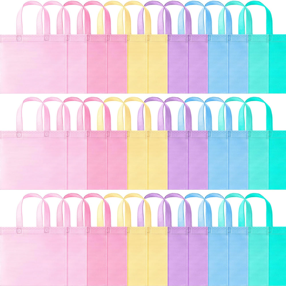 Sunnymove 18 Pcs Pastel Gift Bags Bulk with Handles, Small Non Woven Reusable Party Favor Bags, Treat Goodie Totes for Birthday, Baby Shower, Wedding, Bridal Shower, Graduation Supply