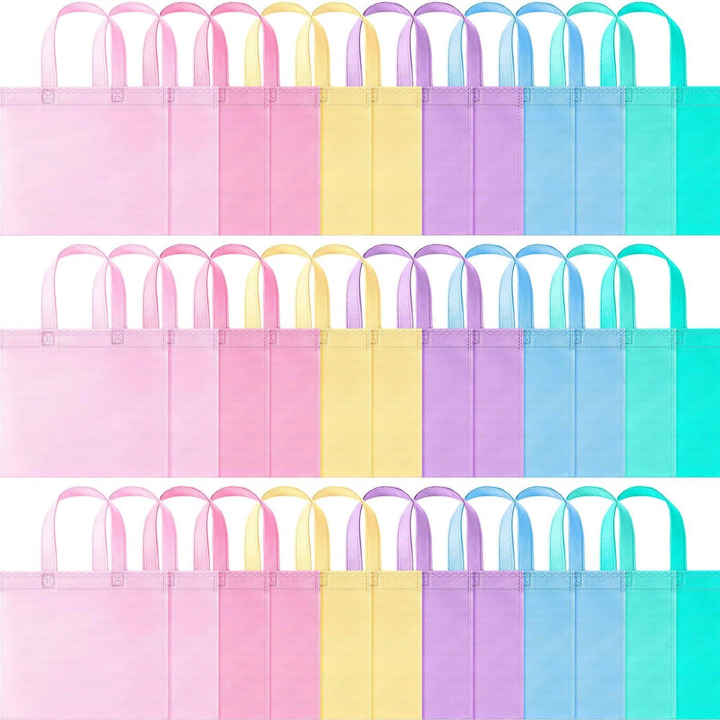 Sunnymove 18 Pcs Pastel Gift Bags Bulk with Handles, Small Non Woven Reusable Party Favor Bags, Treat Goodie Totes for Birthday, Baby Shower, Wedding, Bridal Shower, Graduation Supply