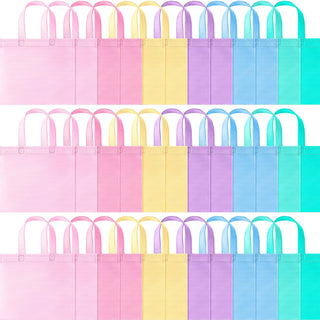 Sunnymove 18 Pcs Pastel Gift Bags Bulk with Handles, Small Non Woven Reusable Party Favor Bags, Treat Goodie Totes for Birthday, Baby Shower, Wedding, Bridal Shower, Graduation Supply