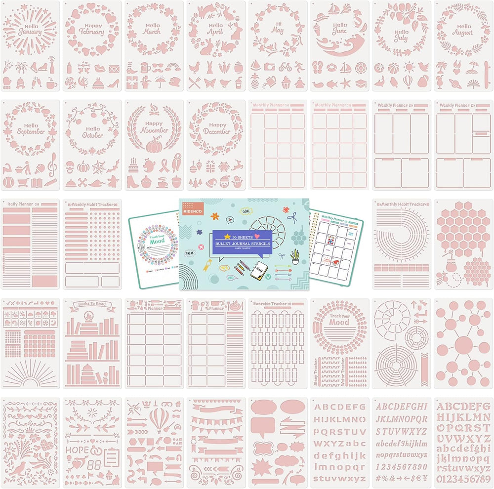 Bullet Journal Stencils (36PCS), Journal Supplies Accessories Kit for Bullet Journaling & Planner