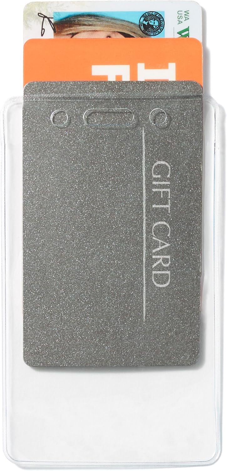 Amazon Basics Vertical Clear Plastic ID Badge Holders, 2.55" x 4.41", Pack of 50