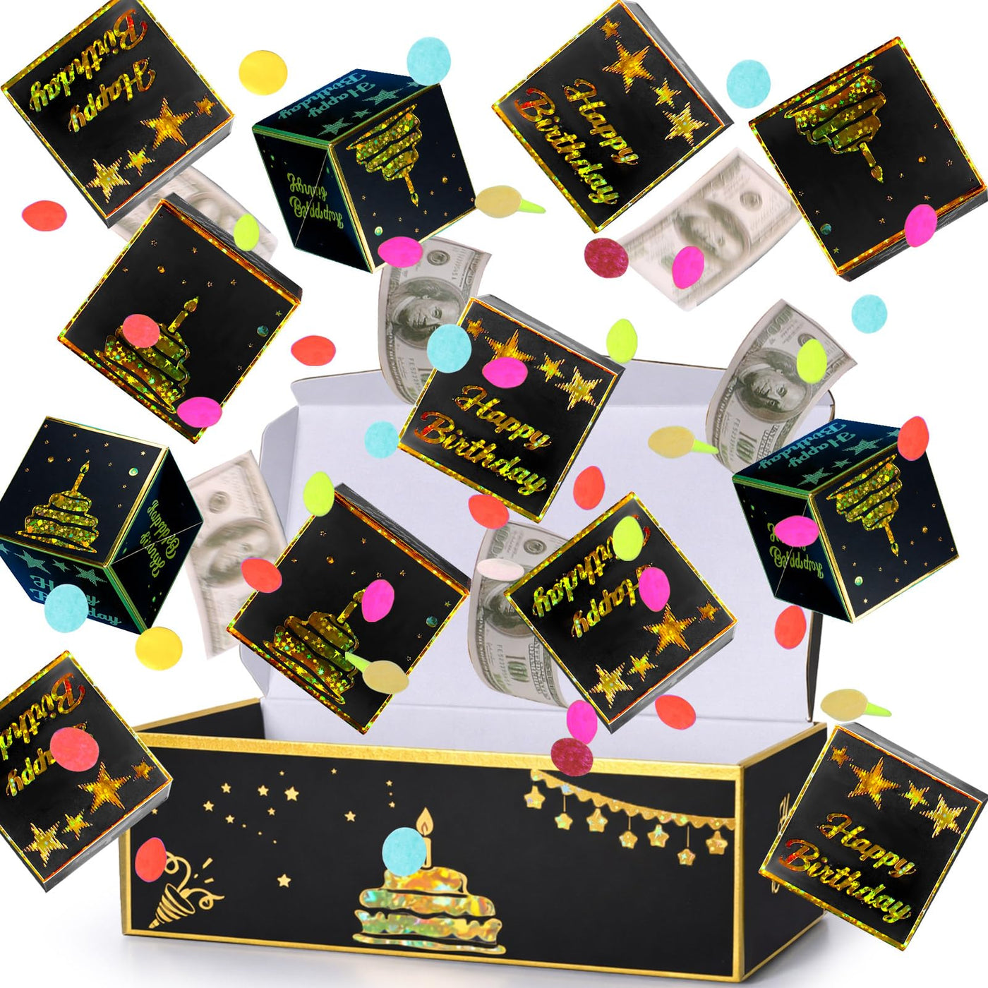 BABORUI Money Surprise Box - Christmas Gift with Confetti Explosion for Women, Men, and Kids