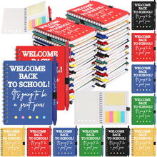 Dunzoom 40 Pcs Welcome Back to School Gifts Bulk Spiral Notebooks with Sticky Notes Motivational Pens First Day of School Notepads Party Favor for Teacher Student Classroom(Terrazzo Tones,Multicolor)