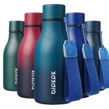 BJPKPK Insulated Water Bottles, 18 oz Stainless Steel Metal Water Bottle with Strap, BPA Free Leak Proof Jugs, Mugs, Flasks, Reusable Thermal Flasks for Sports & Travel, Orange