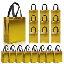 cabzymx 18 Pcs Glossy Iridescent Small Gift Bags Bulk, 8x3.9x9.8 In Non-woven Party Bags for Present with Sturdy Bases for Birthday, Wedding, Easter, Party, Holiday