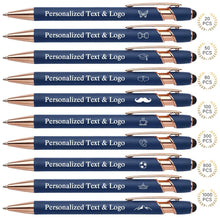 WNNNS Bulk Custom Pens Personalized with Name & Logo, Customized Engraved Pens, Black Ink Ballpoint with Stylus Tips, Office Employee Graduation Teacher Appreciation Gifts.