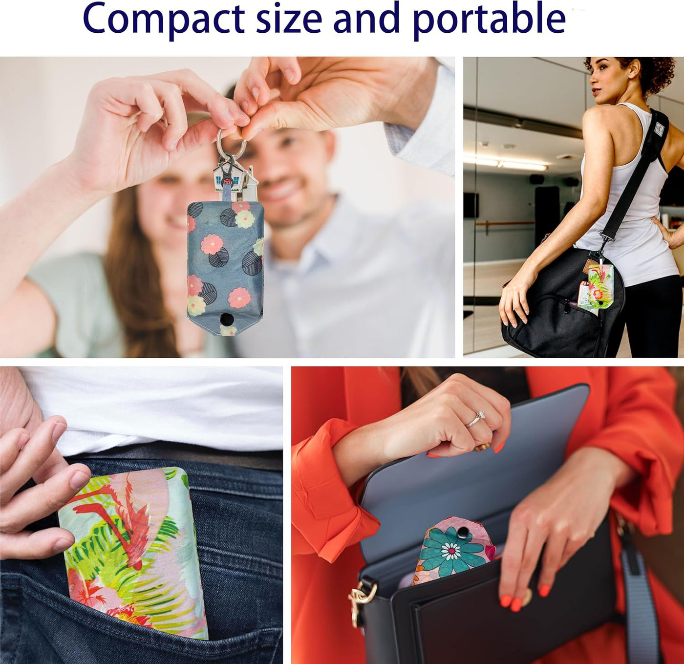 HIQU and HIST 6 Pcs Reusable Shopping Bags, Foldable Grocery Bags in Pocket, Eco-friendly Travel Recycle Shopping Bags,Waterproof and Machine Washable, for Daily Shopping Supplies load