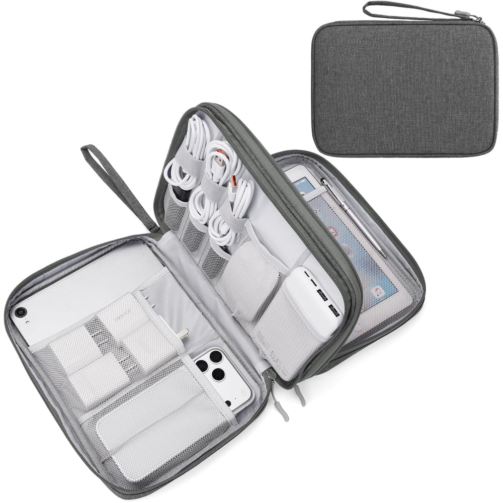 FYY Travel Cable Organizer Pouch Electronic Accessories Carry Case Portable Waterproof Double Layers All-in-One Storage Bag for Cord, Charger, Phone, Earphone Black