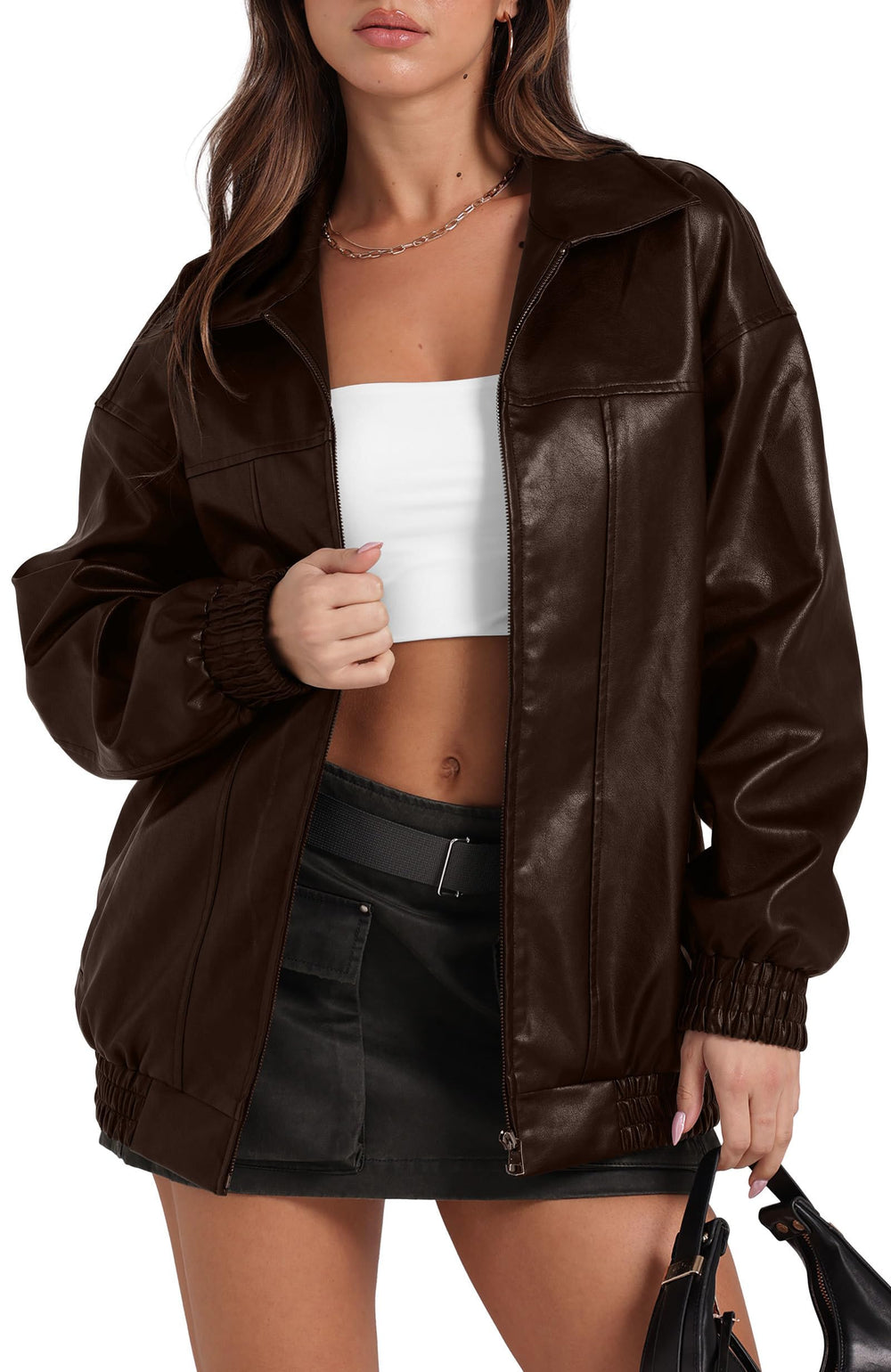 Sampeel Leather Jacket Women Faux Oversized Motorcycle Bomber Coats 2025 Fall Fashion Outfits Winter Clothes