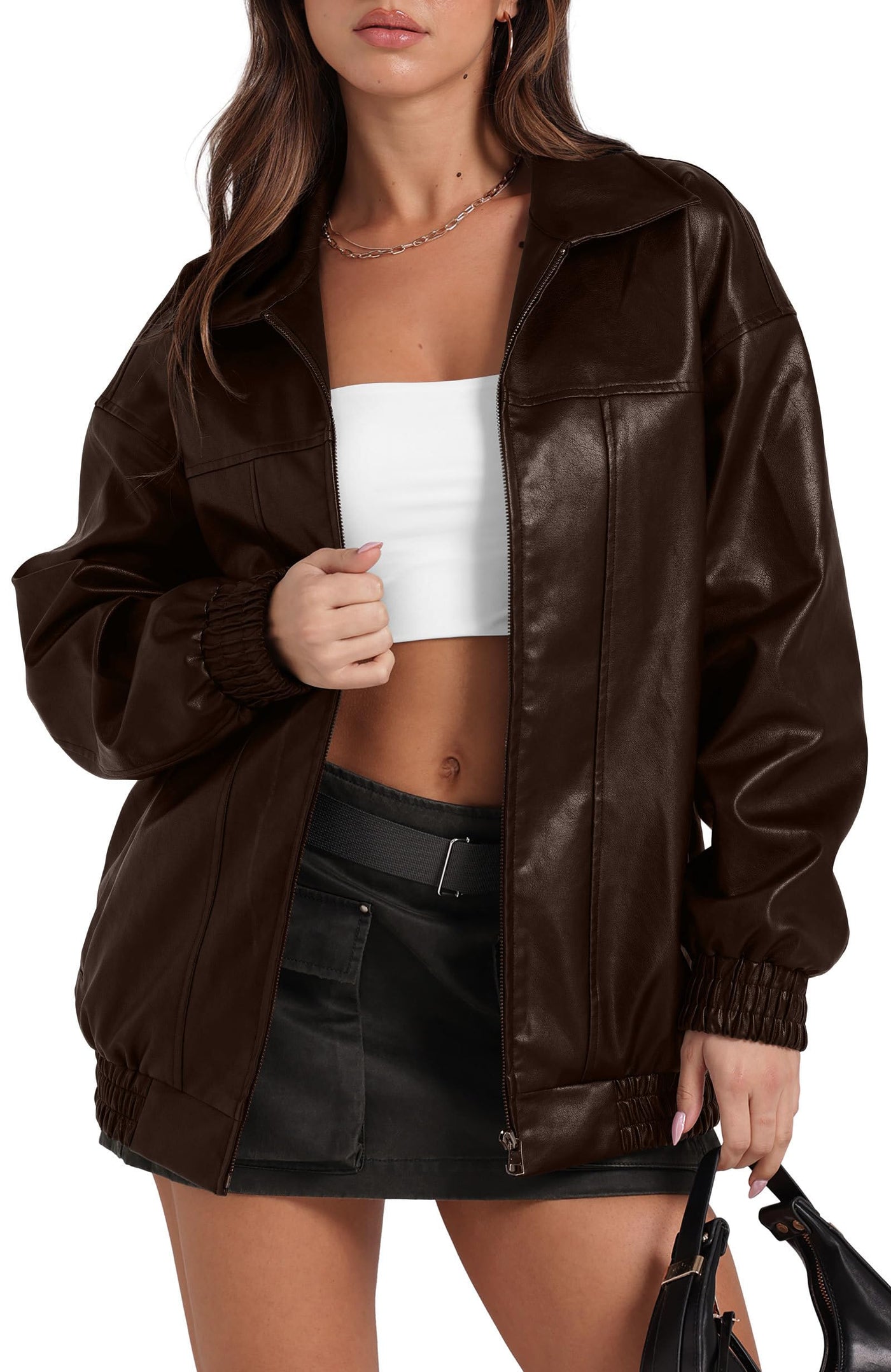 Sampeel Leather Jacket Women Faux Oversized Motorcycle Bomber Coats 2025 Fall Fashion Outfits Winter Clothes