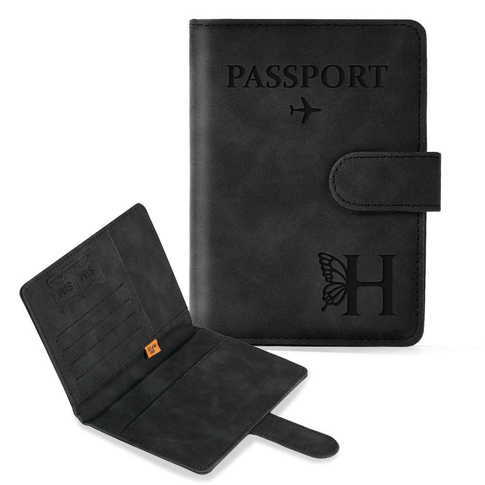 COSHAYSOO Purple Passport Cover Holder and Initial Luggage Tag Set TSA Approved with Personalized Monogram Chenille Letter Patch for Women Teen Girls, Cute Travel Bag Suitcase Identifier (A)