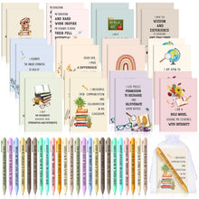 Mooliwe 24 Pcs Positive Affirmation Gift Set Gratitude Notebooks with Pens Small Bags Motivational Encouragement Notepads Daily Affirmations Journal for Women Stress Relief Self Care (Watercolor)