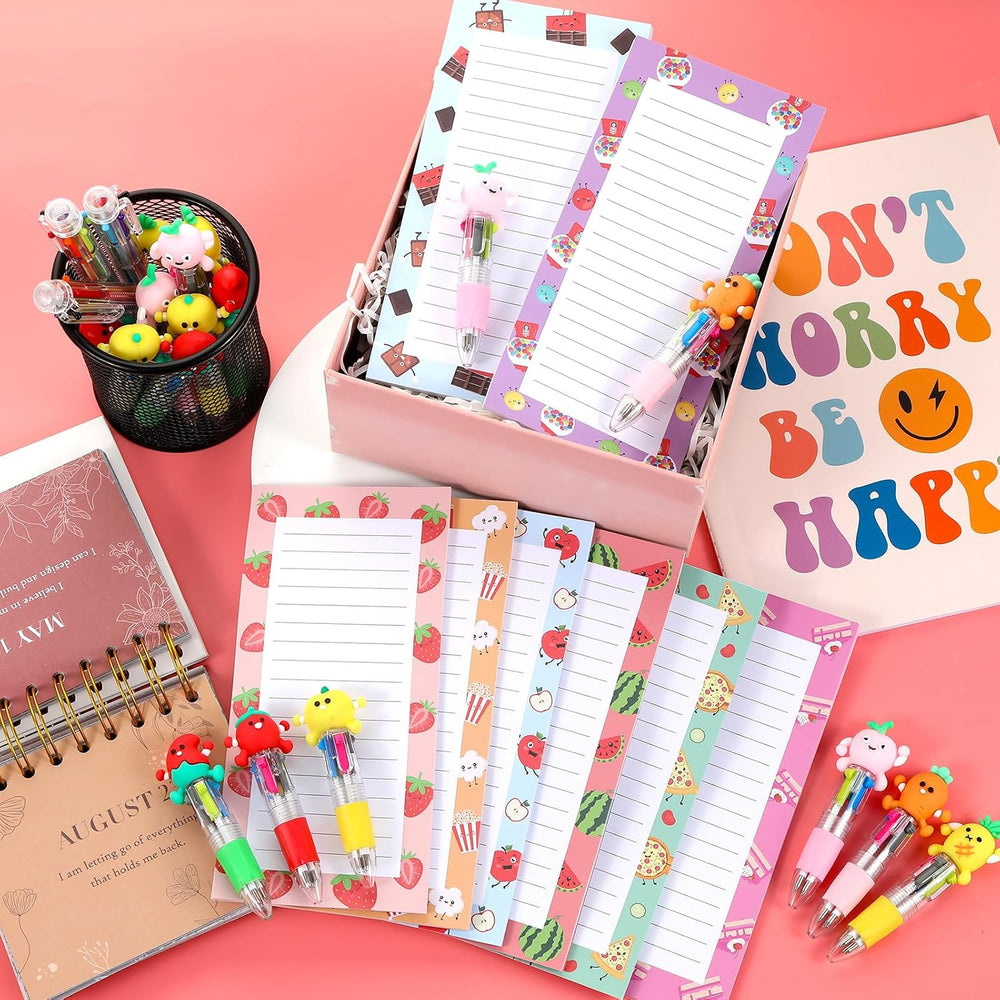 QOUBAI 30 Sets Back to School Gifts for Students Bulk Summer 4 in 1 Multicolor Ballpoint Pens and Notepads Kits First Day of School Student Gifts Bulk for Kids Preschool Welcome to School Supplies