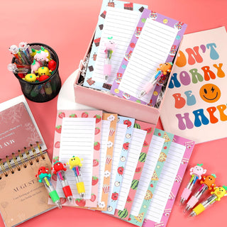 QOUBAI 30 Sets Back to School Gifts for Students Bulk Summer 4 in 1 Multicolor Ballpoint Pens and Notepads Kits First Day of School Student Gifts Bulk for Kids Preschool Welcome to School Supplies