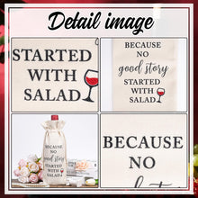 GiftoBi Reusable Burlap Wine Bag with Drawstring, 'Because No Good Story Started with Salad', Beige, 32*14cm, Multiple Occasions