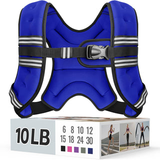 Zeerun Weighted Vest, 6lb/8lb/10lb/12lb/15lb/18lb/20lb/24lb/30lb for Men Women, Reflective Stripe Adjustable Buckle, Comfortable Durable Rucking Vest for Walking Running Strength Training