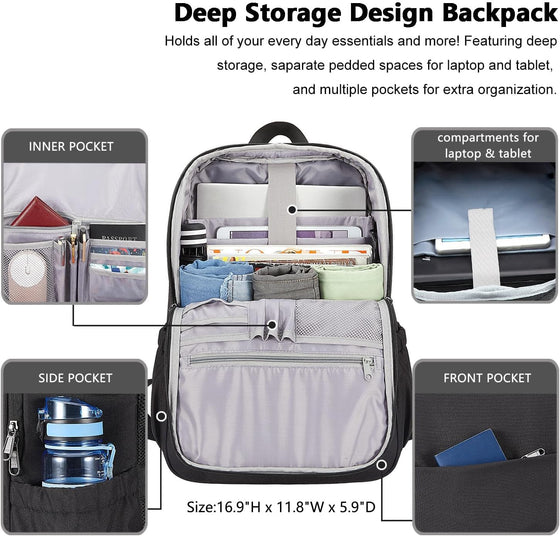 MAXTOP Deep Storage Laptop Backpack Business Anti-theft Backpacks[Water Resistant] College Computer Bookbag Fits 15 Inch Laptop Black - hover image