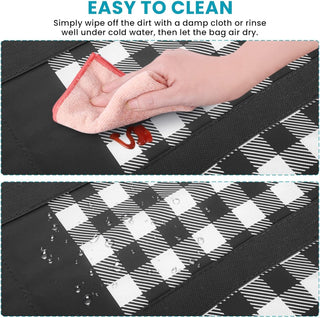 WOWBOX Reusable Grocery Bags,4-Pack, Foldable Reusable Shopping Tote Bags bulk with Reinforced Handles,Large Storage Bags with Water Resistant Coating for Groceries,Multipurpose,Black-White