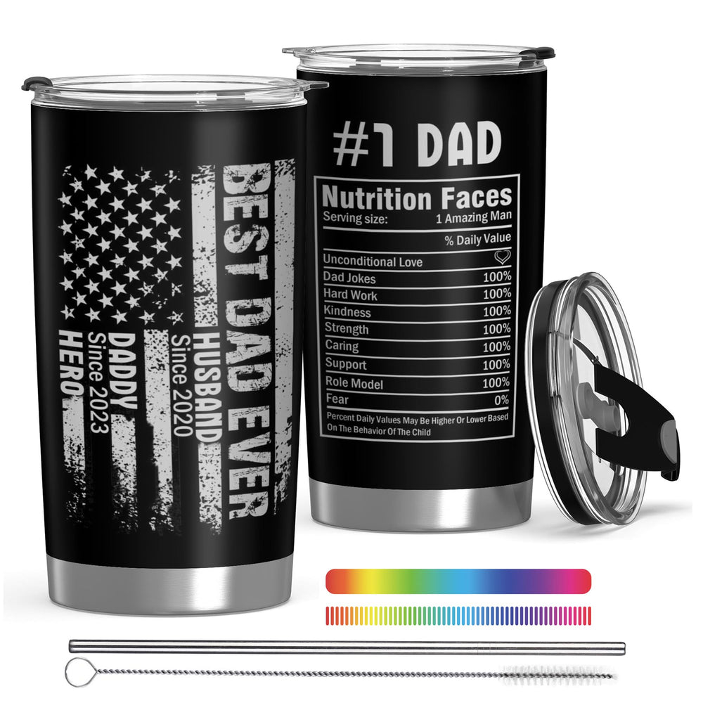 Personalized Tumbler with Photo Text Logo, Made in USA 20 oz Custom Stainless Steel Coffee Mug with Lid, Custom Cup Gift for Dad, Mom, Friends, gift for father's day
