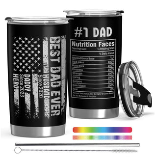 Personalized Tumbler with Photo Text Logo, Made in USA 20 oz Custom Stainless Steel Coffee Mug with Lid, Custom Cup Gift for Dad, Mom, Friends, gift for father's day