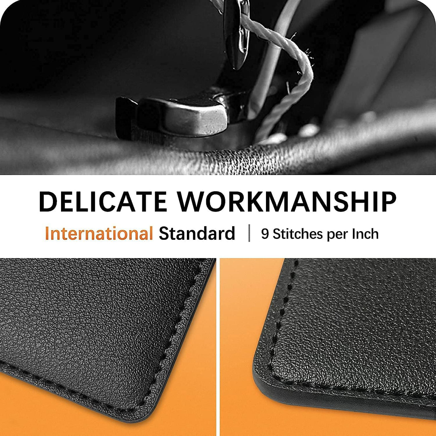 Puxnoin Phone Card Holder, Leather Phone Wallet Stick On, Card Holder for Back of Phone Credit Card Holder for Phone Case Compatible with Most of Cell Phone (iPhone, Samsung) - 2Pack Black