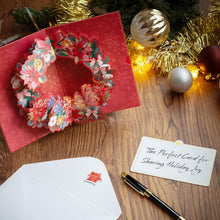 HIBINO 3D Pop-Up Christmas Wreath Card | With Slide-Out Message Note | Handcrafted Holiday Greeting Card | Perfect for Christmas, Holiday Wishes & Winter Greetings | Designed in Japan
