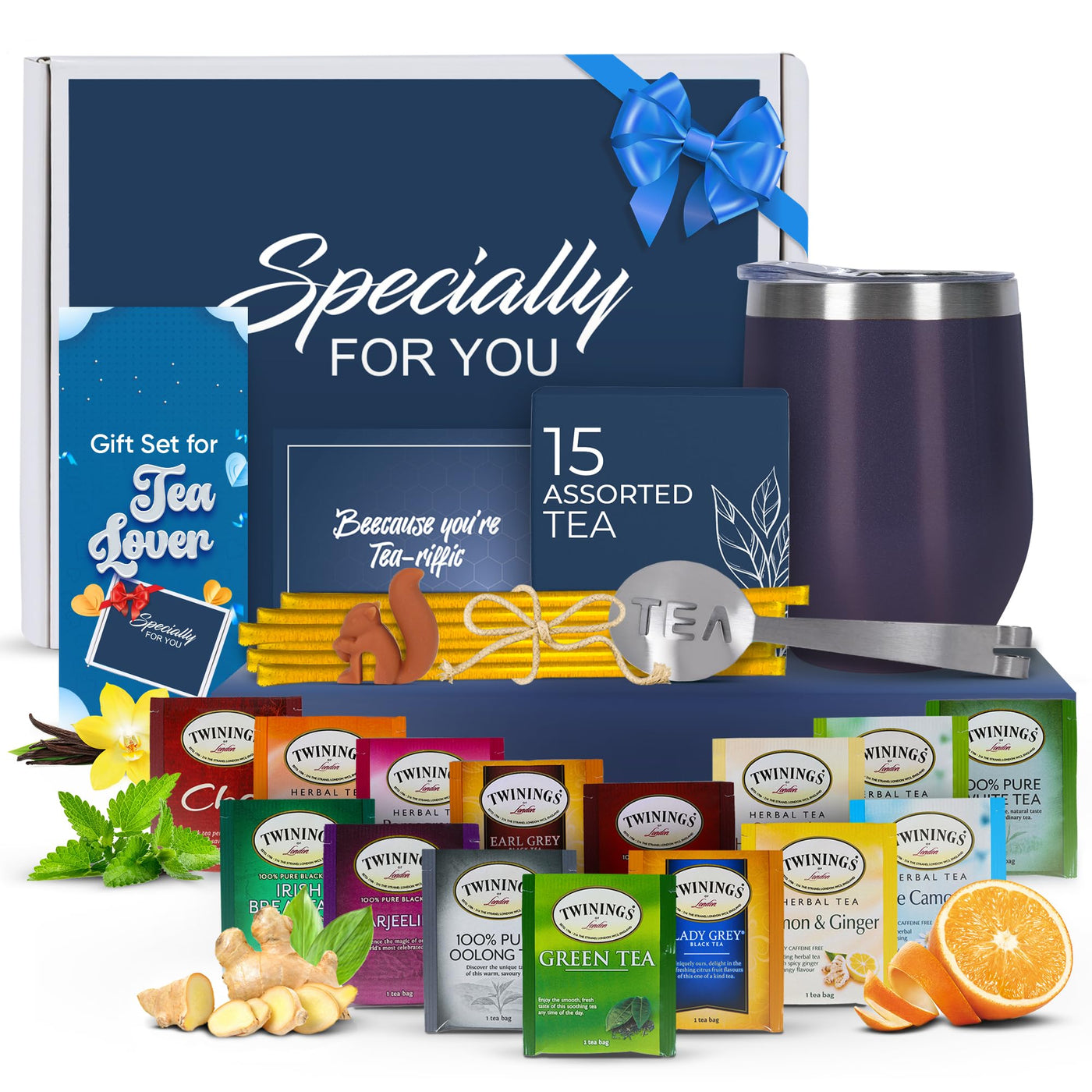 Modern Elegance Tea Tumbler Gift Set for Women, Teal