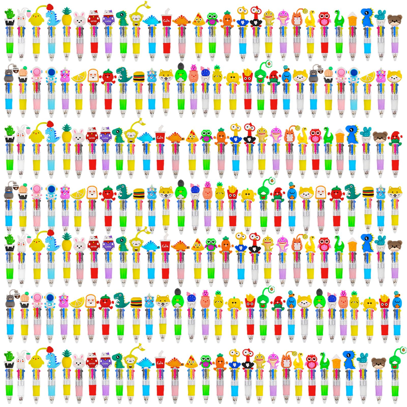 CZWZ 20Pcs Mini Multicolor Pens in One 4-in-1 Cute Pens Bulk for Kids, Fun Kawaii Ballpoint Pens for Birthdays and Children's Party Favors Gifts Teacher School Supplies