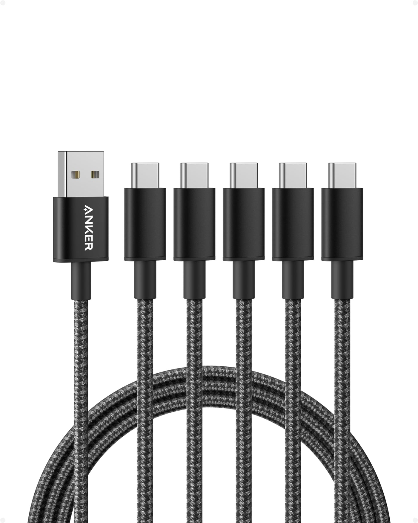 Anker Cable [2 Pack 6ft], USB A to USB C Cable for iPhone 17 Series,Samsung Galaxy S10 S10+, LG V30, Beats Fit Pro and More (Black).