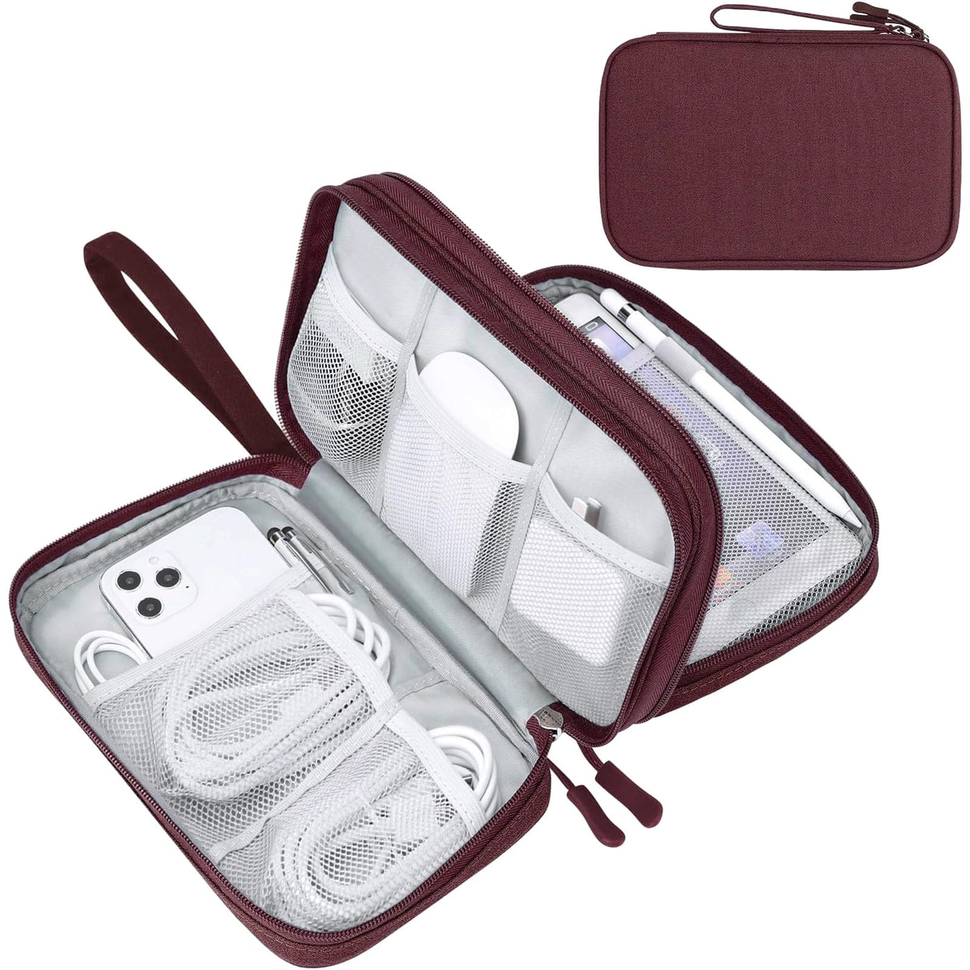 FYY Travel Cable Organizer Pouch Electronic Accessories Carry Case Portable Waterproof Double Layers All-in-One Storage Bag for Cord, Charger, Phone, Earphone Black