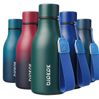 BJPKPK Insulated Water Bottles, 18 oz Stainless Steel Metal Water Bottle with Strap, BPA Free Leak Proof Jugs, Mugs, Flasks, Reusable Thermal Flasks for Sports & Travel, Orange