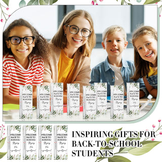 Dunzoom 50 Sets Welcome Back to School Gifts Include Greeting Cards and Inspirational Ballpoint Pens First Day of School Stationery Set for Teachers Students Reward Supplies(Paper,Classic Style)
