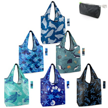BeeGreen Sea Turtle Lovers Gifts for Women Ocean Animals Reusable Grocery Bags Shopping Bags Bulk 6 Pack 50LBS X-Large Shells Seal Mermaid Scale Whale