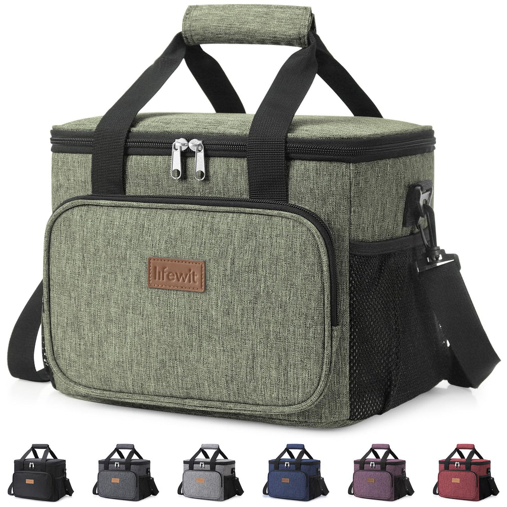 Lifewit Medium Lunch Bag, Insulated Lunch Box, Soft Cooler Cooling Tote for Adult Men Women, Black 12-Can (9L)