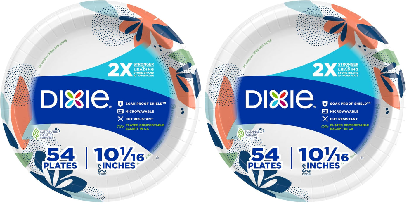 Dixie Medium Paper Plates, 8.5 Inch, 90 Count, 2X Stronger*, Microwave-Safe, Soak-Proof, Cut Resistant, Disposable Plates For Everyday Breakfast, Lunch, & Dinner Meals