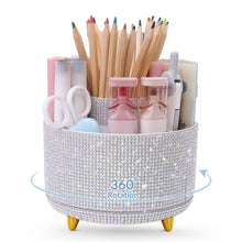 SKYDUE 360 Rotating Plastic Desk Pen Organizer with 5 Slots, Dual-Purpose Art Supply Pencil Cup for Office, School, Home