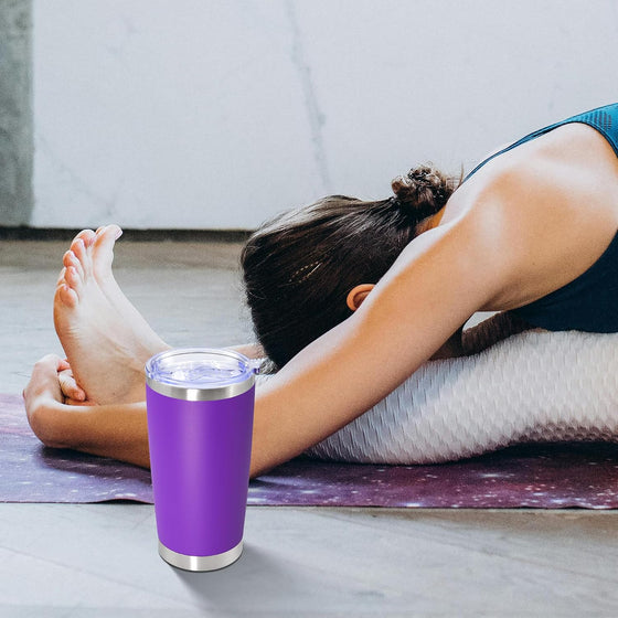 20oz Tumbler Stainless Steel Tumbler Cup with Lid Vacuum Insulated Double Wall Travel Mug, Durable Powder Coated Travel Coffee Tumbler Mug for Hot & Cold Drinks, Purple,1 Pack - hover image